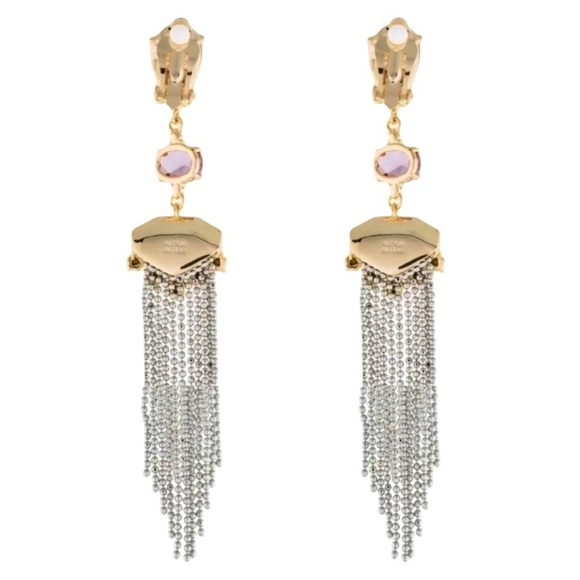 ALEXIS BITTAR • Clip On Chandelier Element Delphian Long Tassel Earrings - Picture 3 of 6